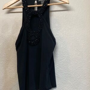 Elegant Black Beaded Women's Top